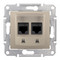 Розетка двойная компьютерная RJ45 Cat.5 Schneider Electric SEDNA, титан